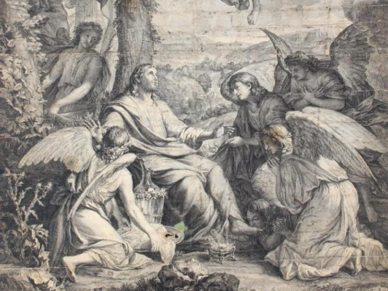 1660-Jean Mariette - Cristo nel deserto, servito dagli angeli
